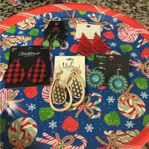 Wooden Teardrop Earrings with Black Accents and other styles